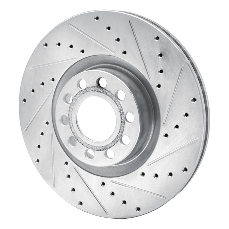 Audi S6 Brake Rotor (1) - Front Right - R1 Concepts - Drilled & Slotted - Silver - `99-`04